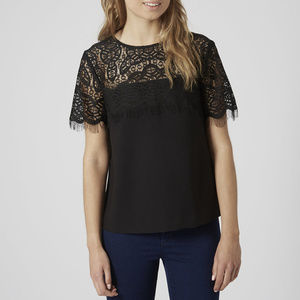 Topshop black lace top NWT